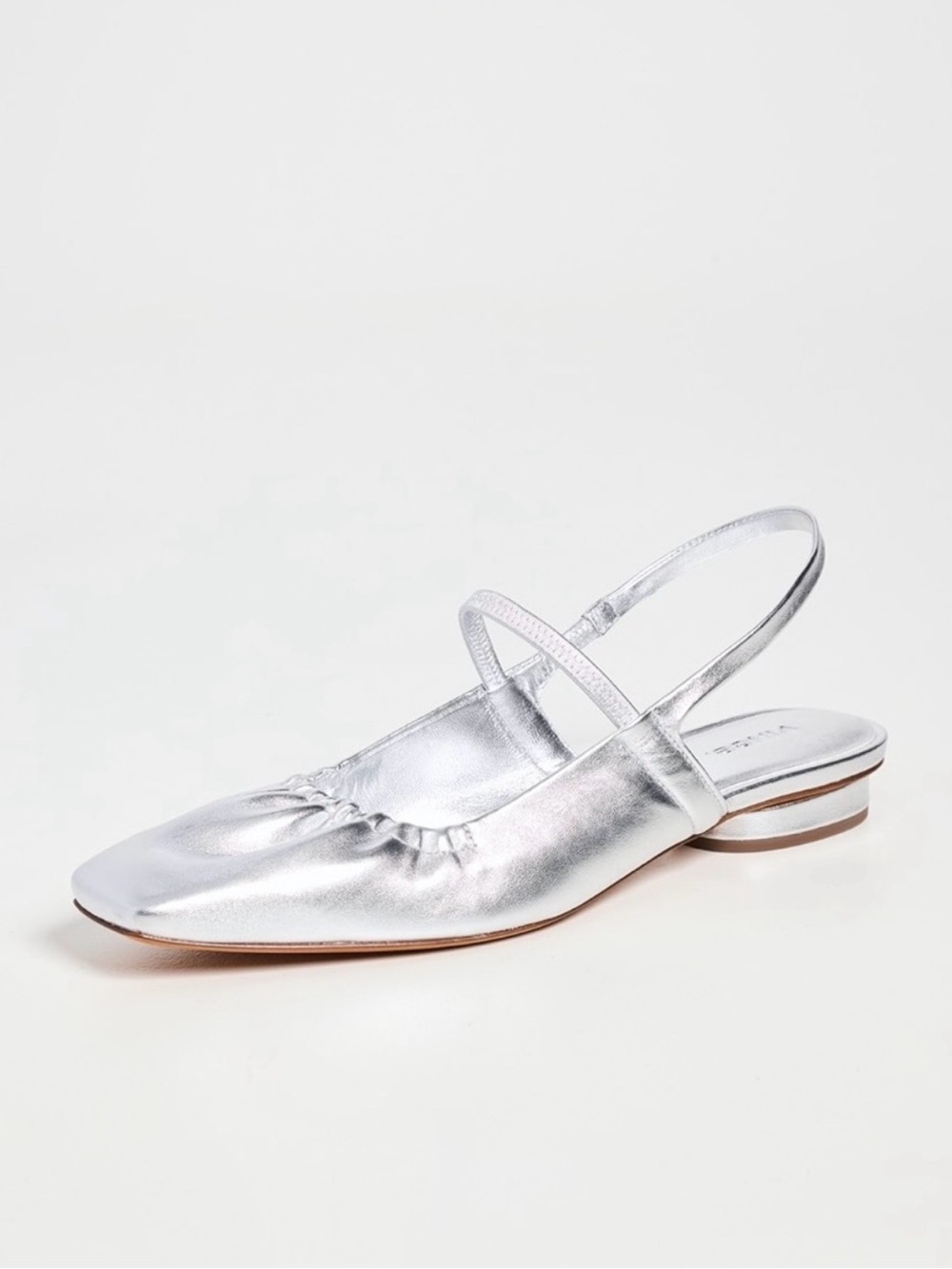 NWT Vince Metallic Silver Slingback Flat